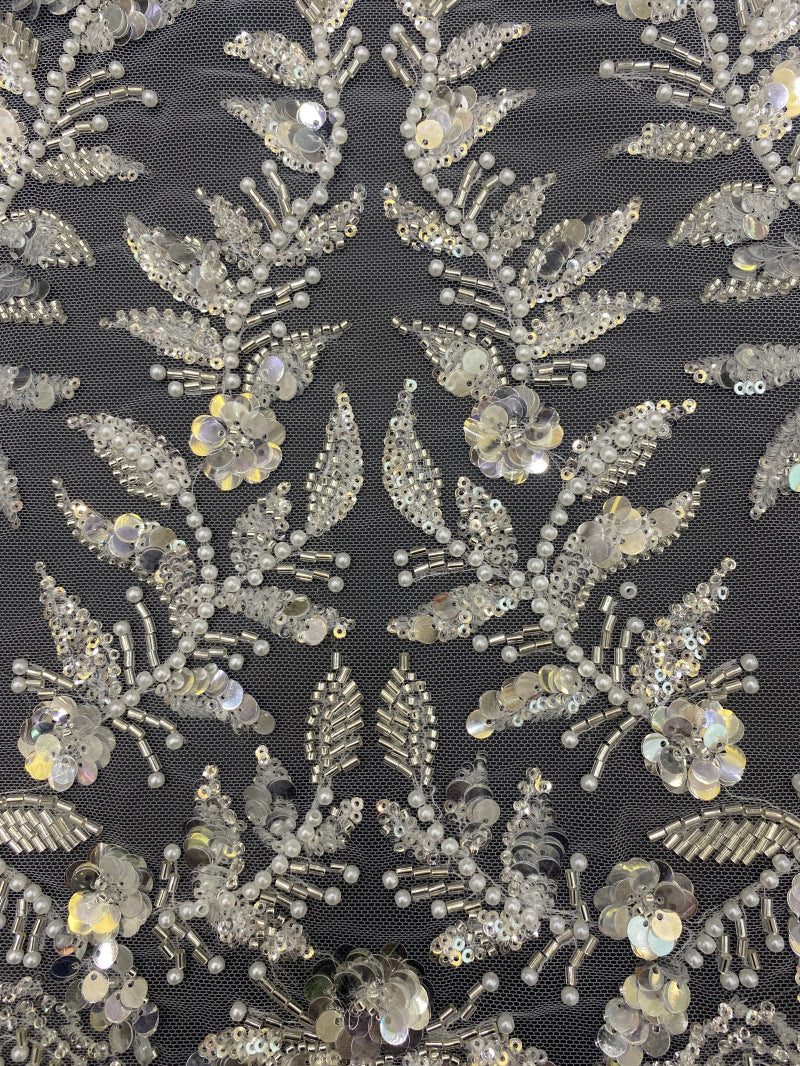 Heavy Bugle Foam Bead Crystal Sequin Fabric — fabric photo 3
