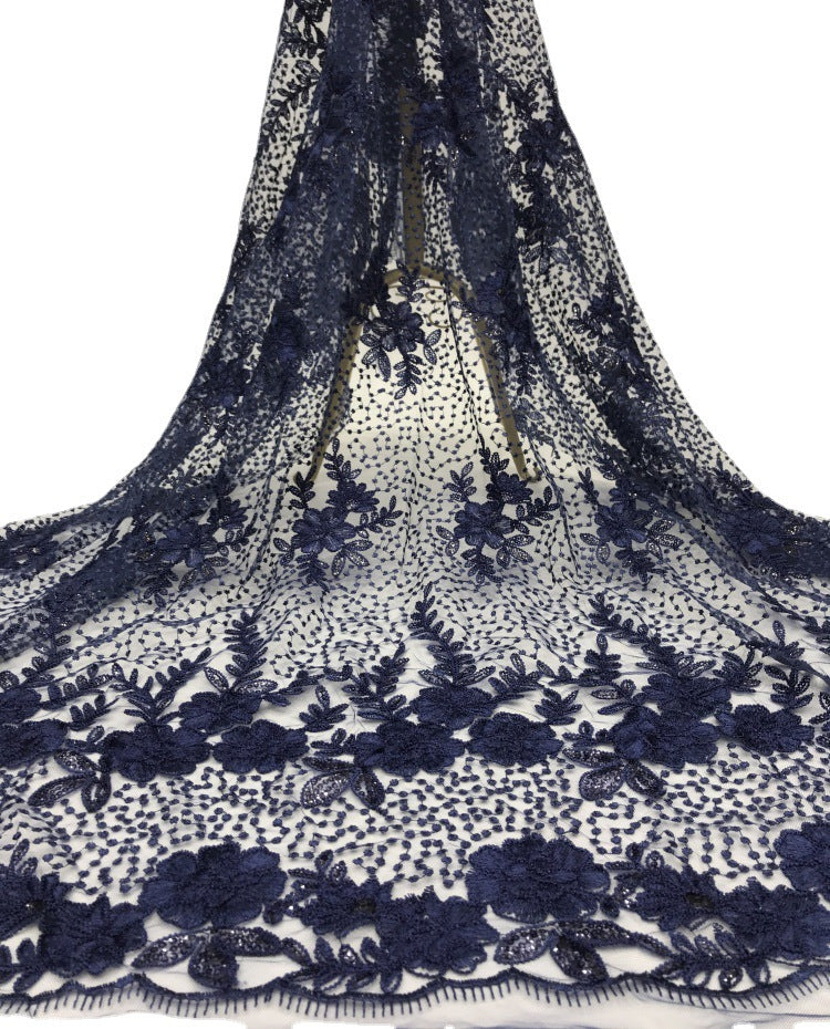Rose Cordwork and Sequin Embroidered Fabric — fabric photo 5