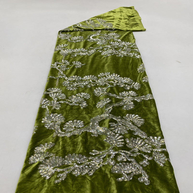 3 mm Sequin Embroidered Velvet-Base Fabric — fabric photo 5