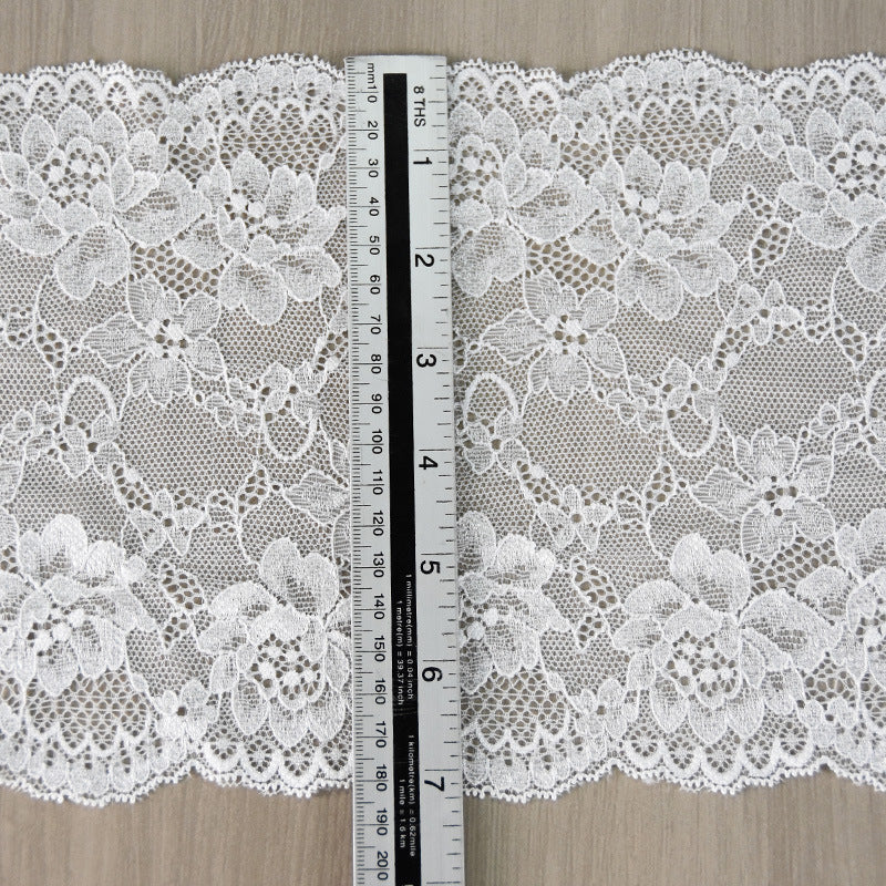 Large Floral Corded Stretch Lace Trim 18 cm