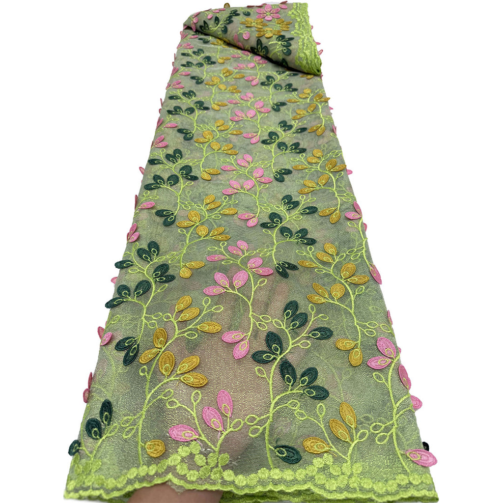 Vine Floral Embroidered Chiffon Lace Fabric – Per Yard — fabric photo 5