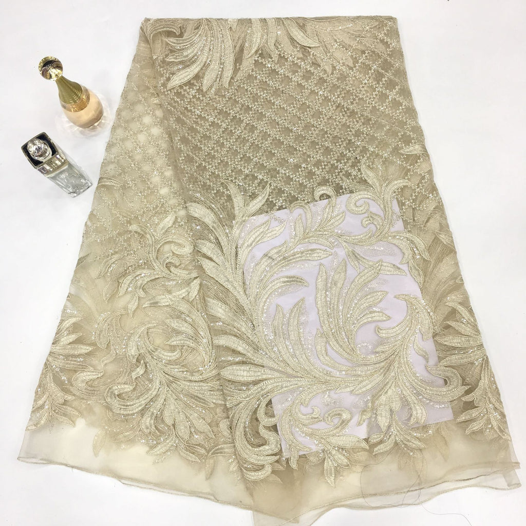 Symmetrical Sequin Embroidered Bridal Fabric – Design 65663 — fabric photo 6