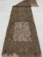 Geometric Cordwork Bead & Sequin Embroidered Fabric — fabric photo 6