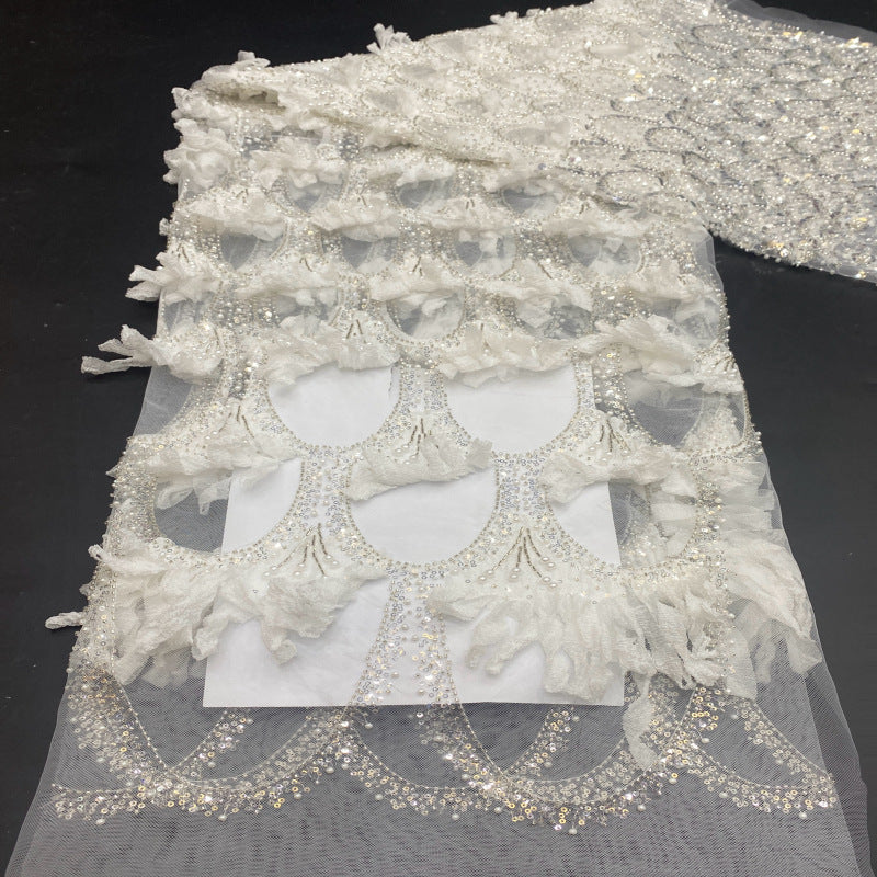 Laser Chiffon Beaded Sequin Bridal Fabric — fabric photo 2