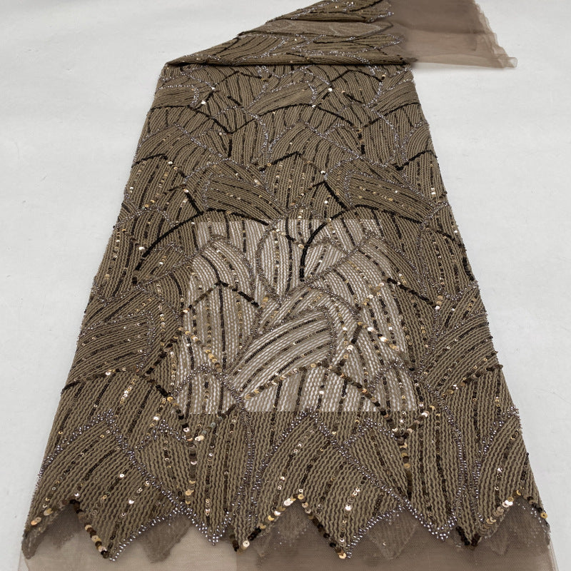 Geometric Cordwork Bead & Sequin Embroidered Fabric