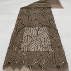Geometric Cordwork Bead & Sequin Embroidered Fabric