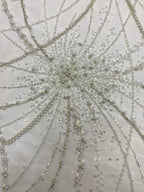 Heavy 3 mm Sequin & Bugle-Bead Embroidered Bridal Fabric — fabric photo 3