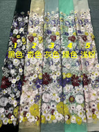 Multicolor Botanical Applique Embroidered Fabric — fabric photo 2