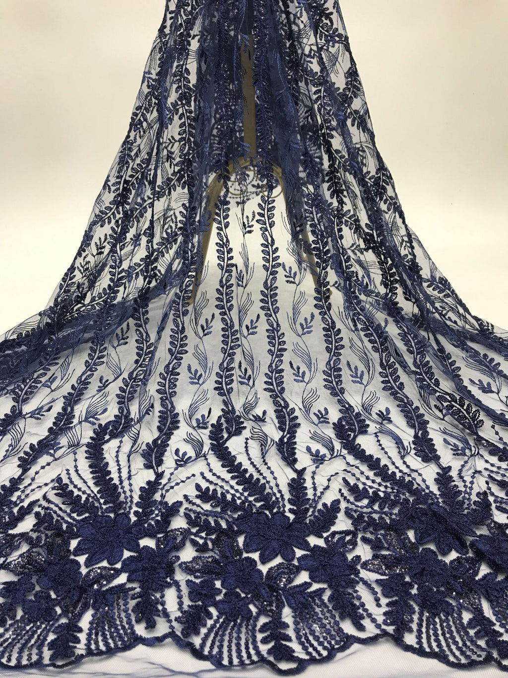Cordwork & Sequin Embroidered Mesh for Eveningwear