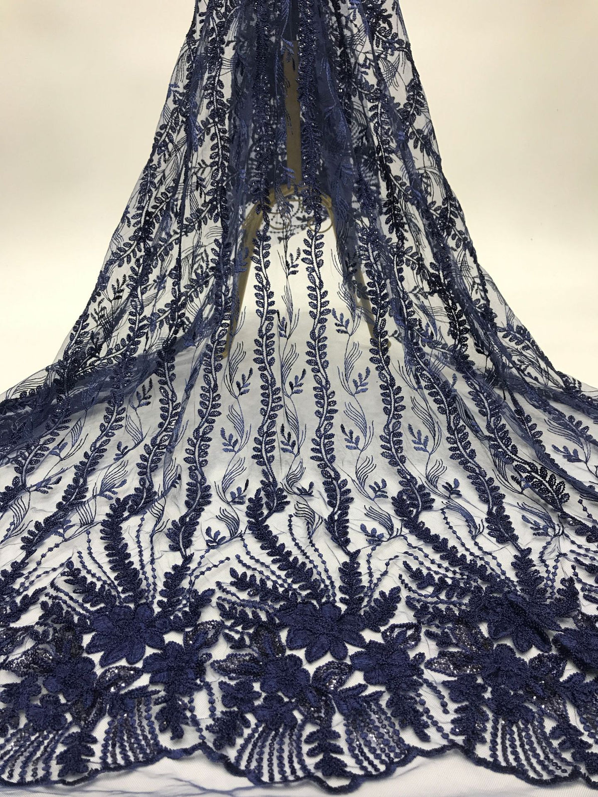 Cordwork & Sequin Embroidered Mesh for Eveningwear
