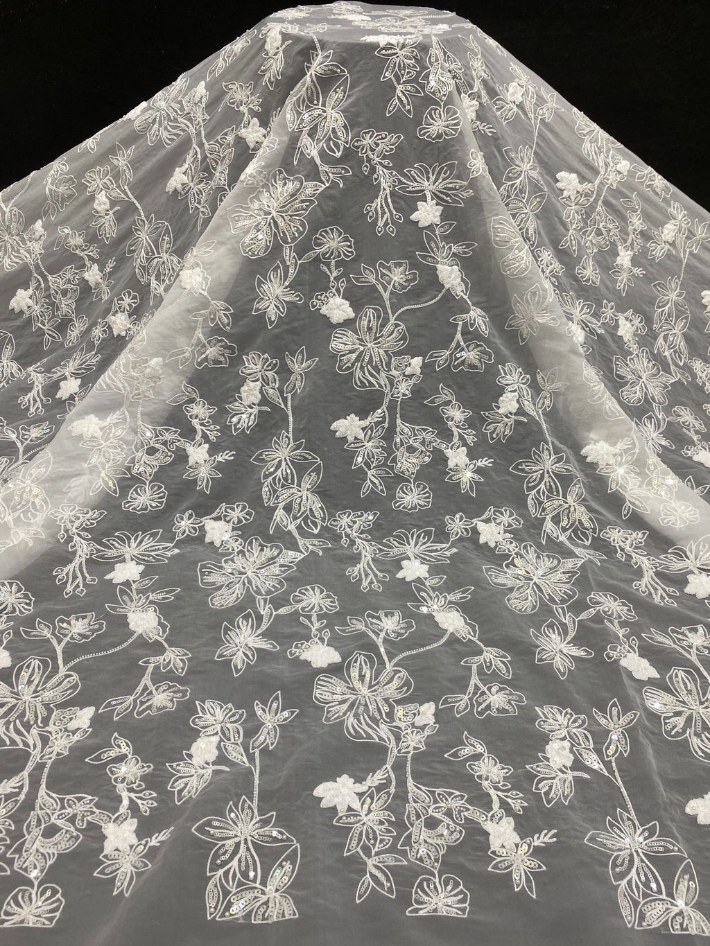 Textured Rope Sequin Embroidered Organza — fabric photo 6