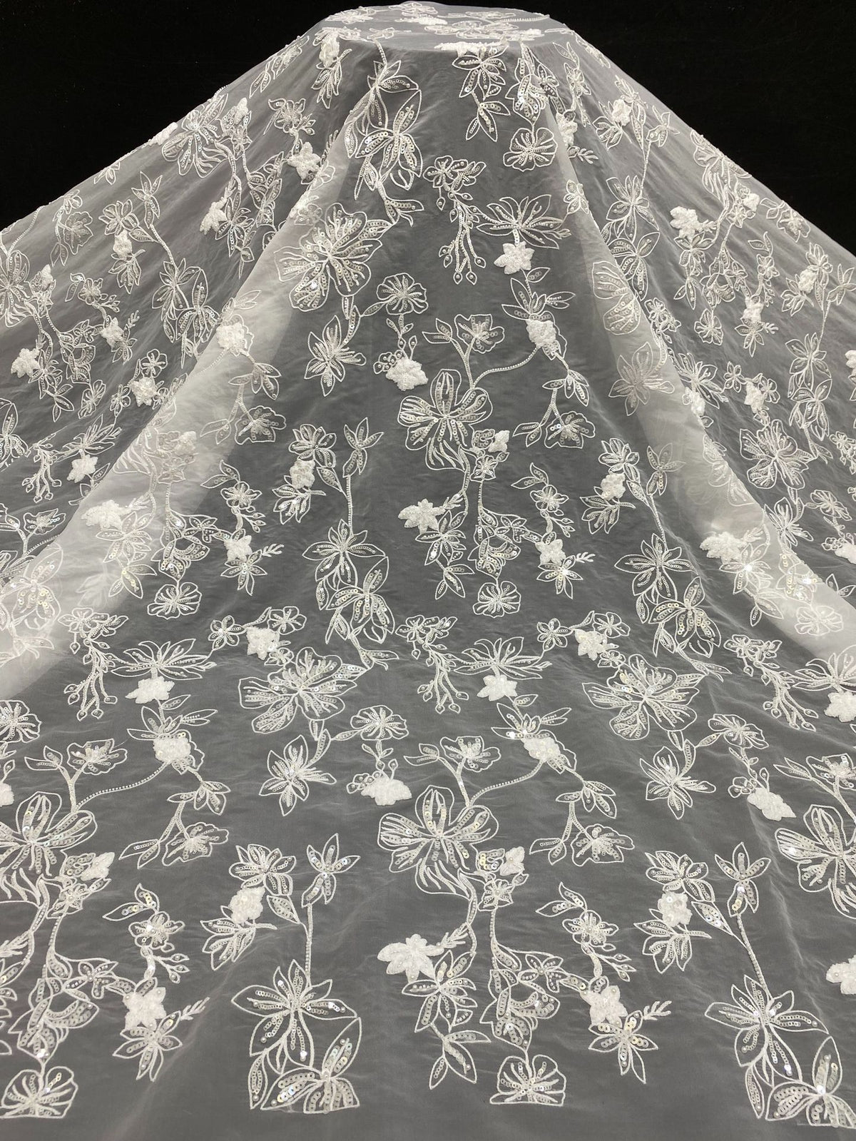 Textured Rope Sequin Embroidered Organza — fabric photo 6