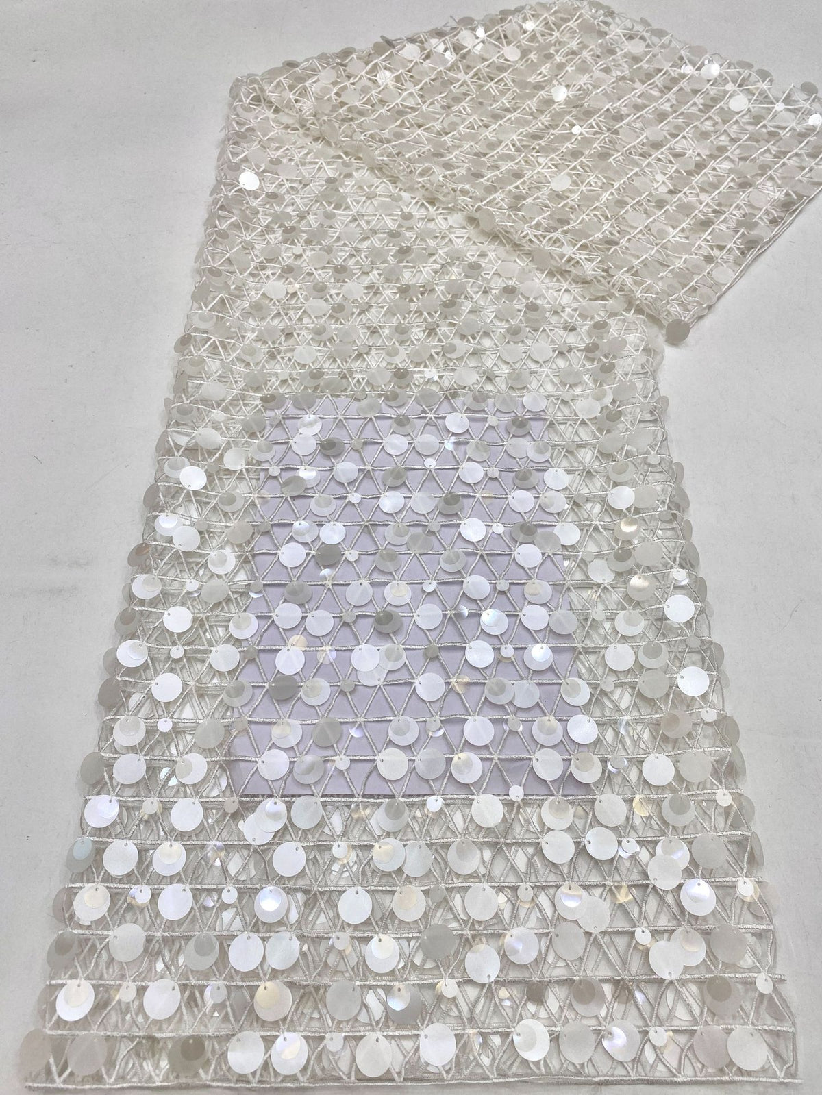 Grid 9/12/18 mm Sequin Embroidered Guipure Lace Fabric — fabric photo 6