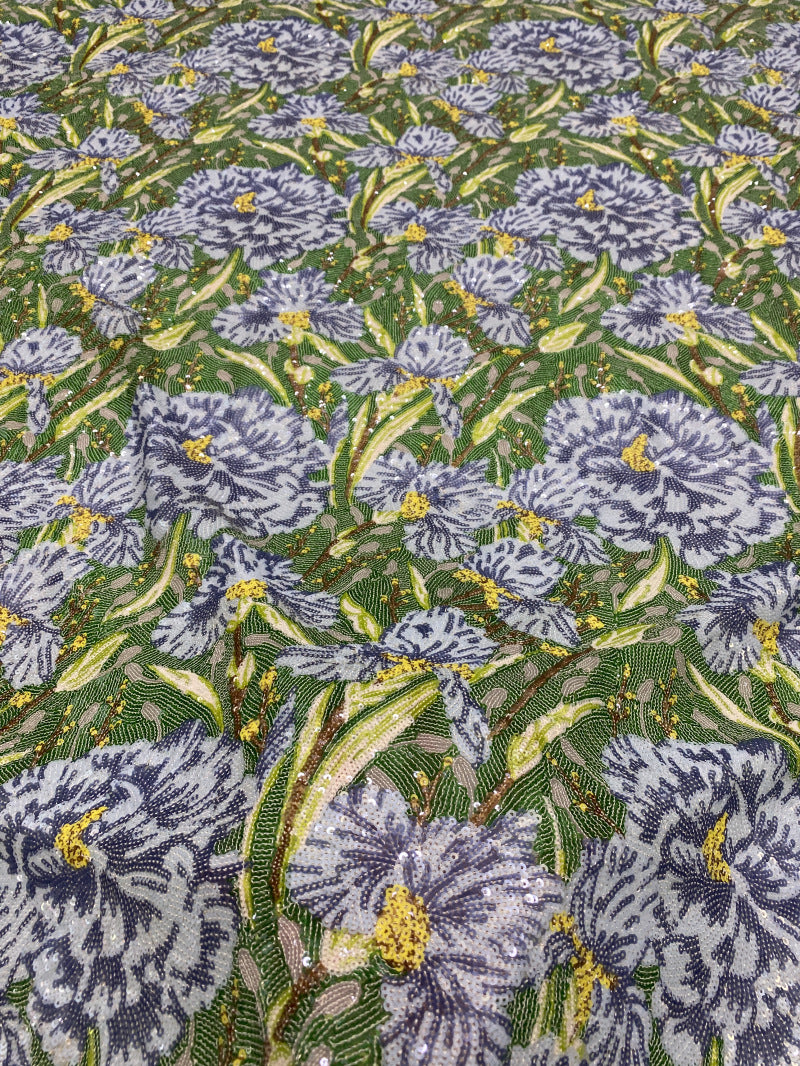 Heavy Lotus Sequin Embroidered Bridal Fabric — fabric photo 5