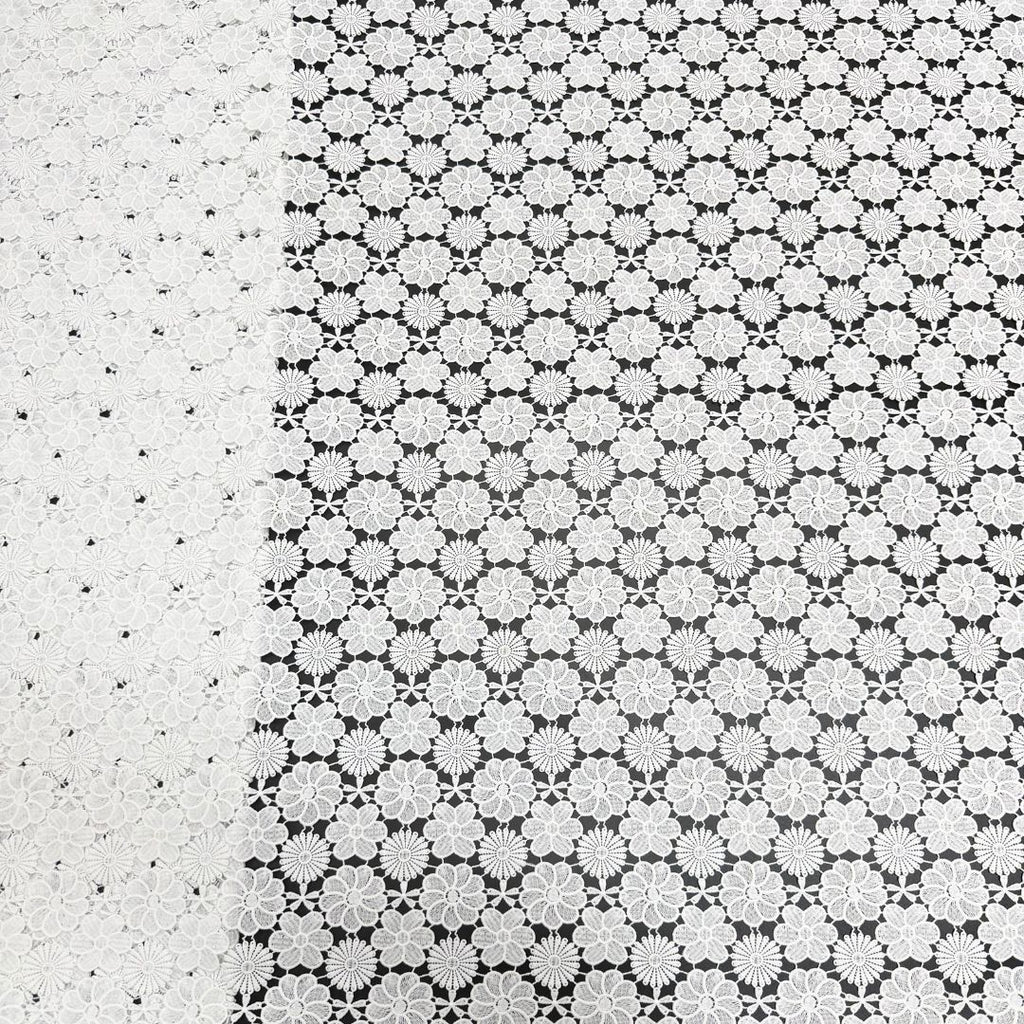 White Polyester Layered Floral Cutwork Lace Fabric – Per Yard — fabric photo 2