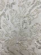 Silver Thread Foam Bead & Sequin Embroidery Fabric — fabric photo 5
