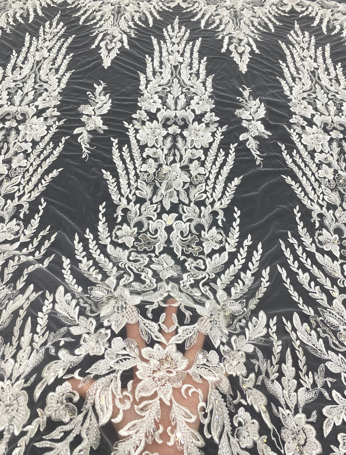 Botanical Bead & Sequin Embroidered Bridal Fabric — fabric photo 2