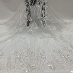 3D 3/7 mm Sequin & White-Core Bead Embroidered Bridal Fabric – Design 14847 — fabric photo 3