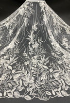 Bugle Bead & Sequin Embroidered Bridal Fabric — fabric photo 6