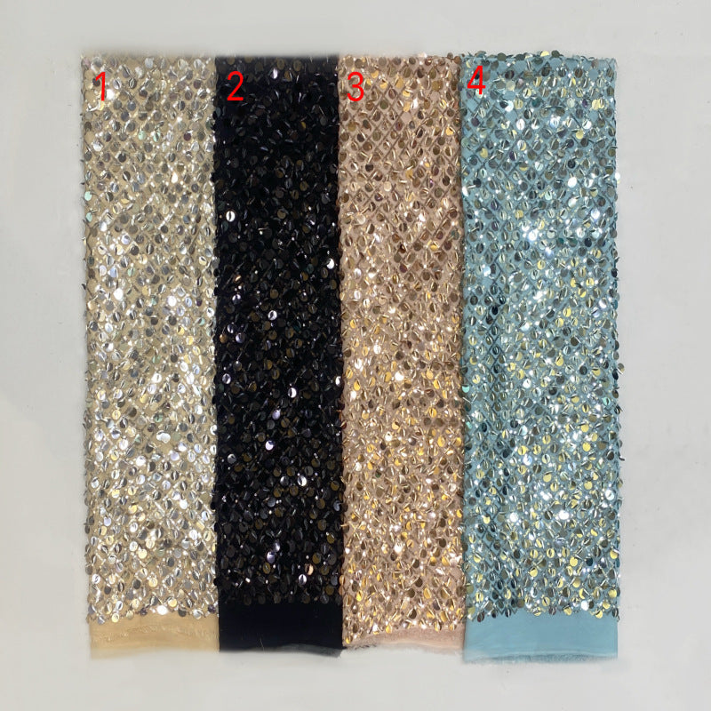 Chiffon with 3mm & 12mm Leaf Sequins — fabric photo 4