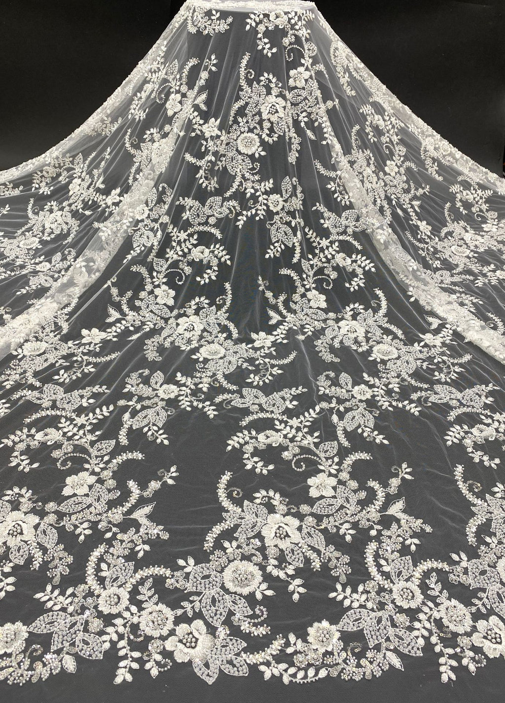 Foam Bead Sequin Embroidery Fabric for Evening Dresses