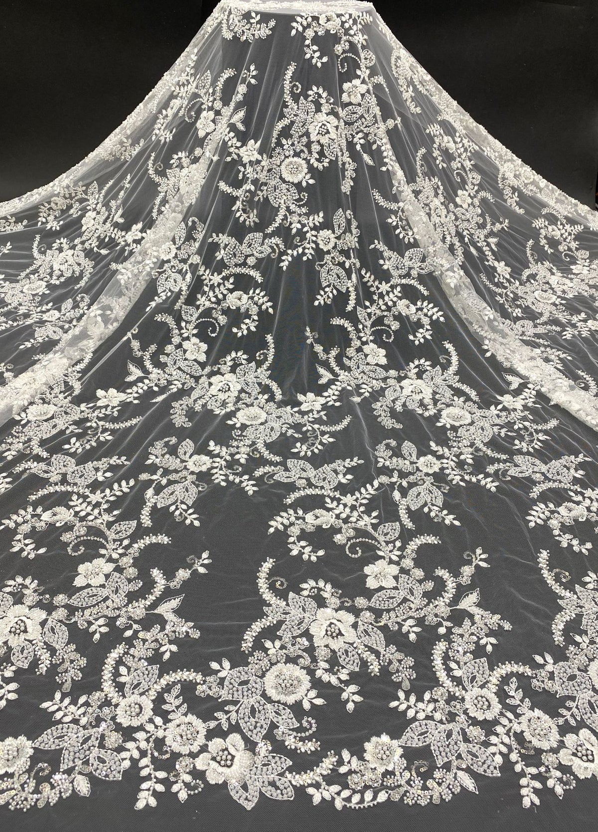 Foam Bead Sequin Embroidery Fabric for Evening Dresses