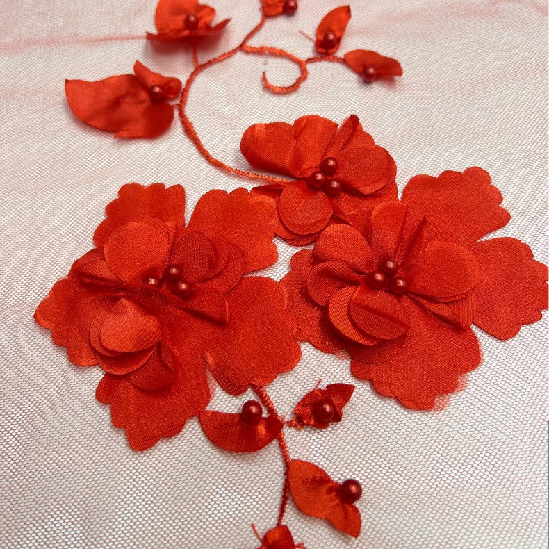 3D Floral Sequin Beaded Lace for Dressmaking — fabric photo 3