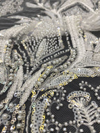 Sequin & Bubble-Bead Embroidered Bridal Fabric – Design 39935 — fabric photo 3