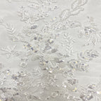 Symmetrical Floral Bead & Sequin Embroidered Fabric — fabric photo 5
