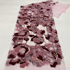 Two-Tone Cordwork Bead & Sequin Embroidered Fabric — fabric photo 3