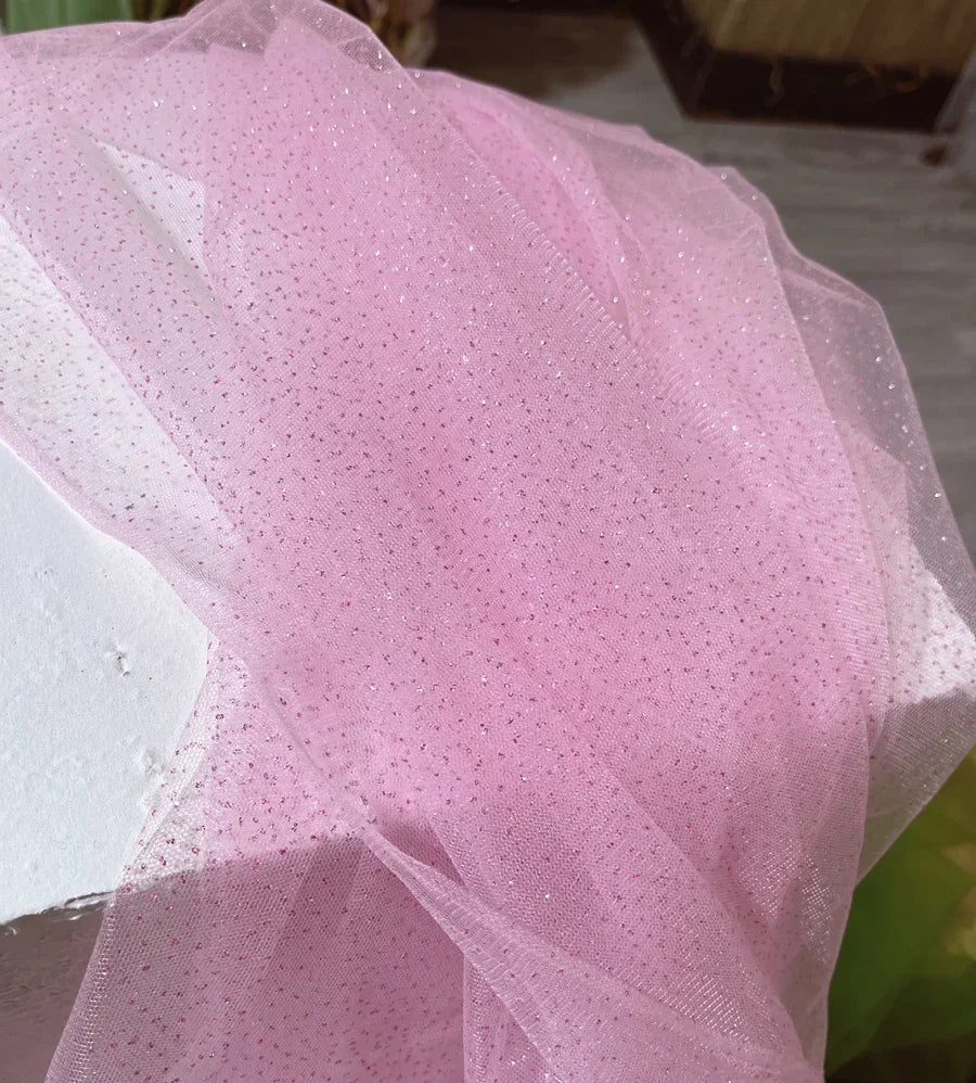 Light Sky Blue Hot Stamping Shiny Piece Skirt Mesh Transparent DIY Background Decoration Sewing Dress Fabric