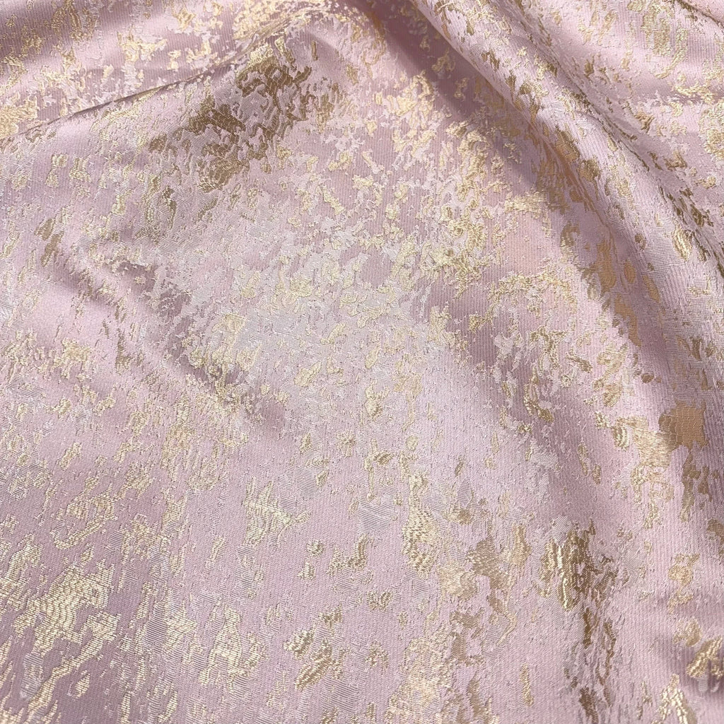 قماش جاكار سلكي ذهبي وردي فاتح مطلي بالذهب والمسحوق الأرجواني - مادة صلبة 145 سم