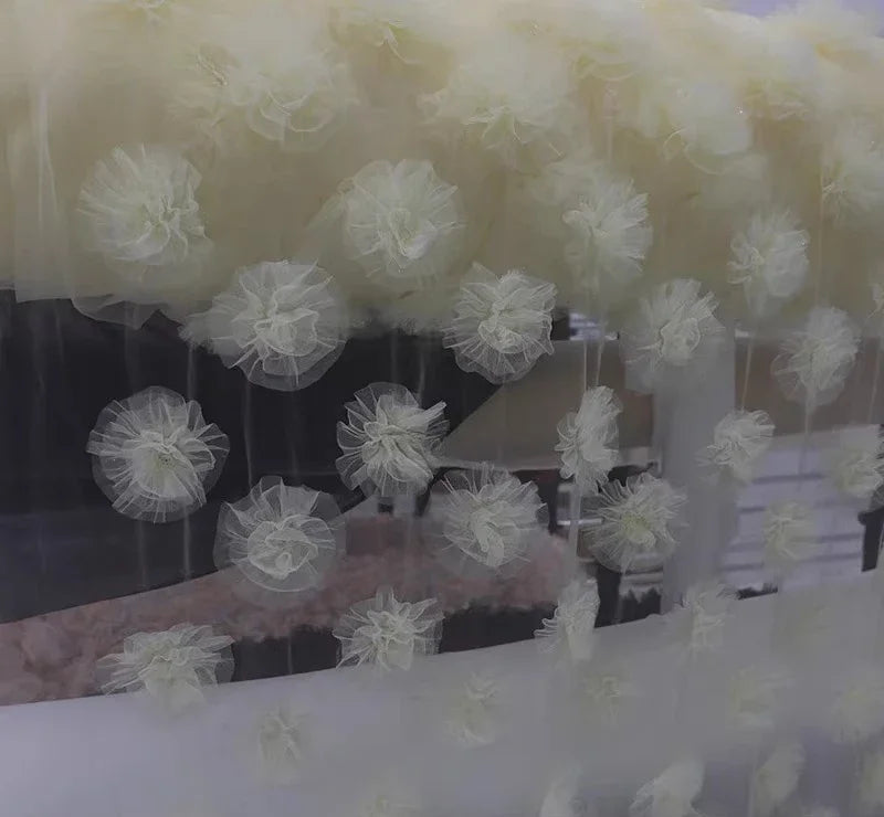 Tela de encaje de flores tridimensional dulce, tela de hilo de nube, tela para fotografía, decoración de fondo de boda, accesorios de fotografía