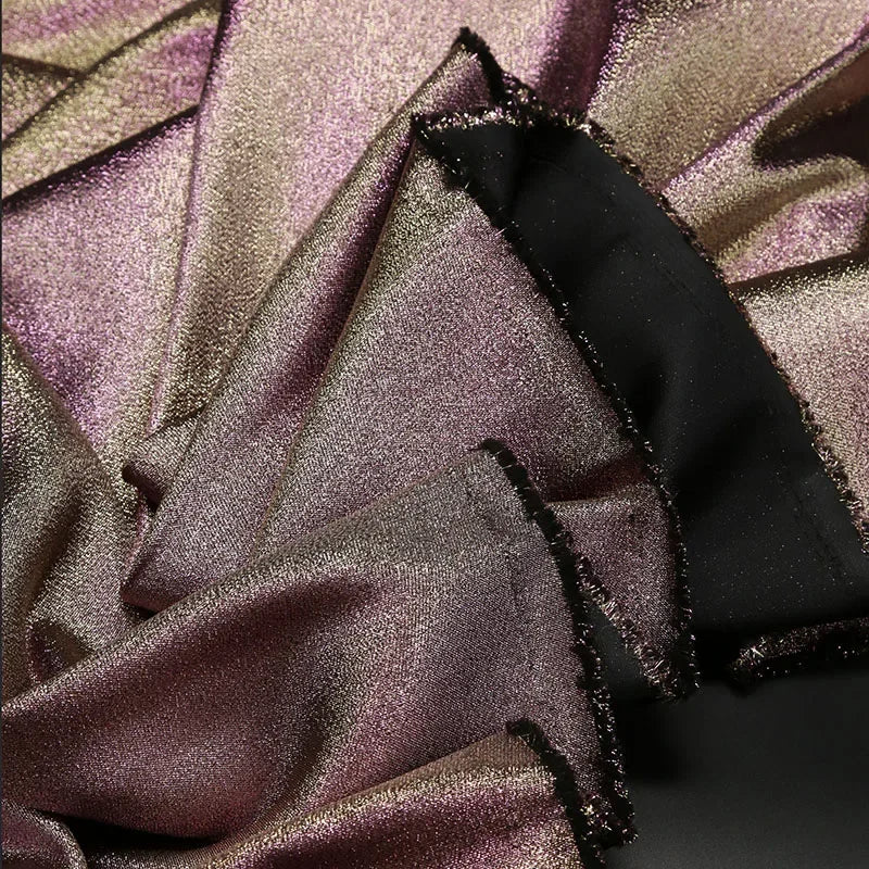 Colorful gradient sparkling satin fabric handmade DIY doll clothes stage costumes background designer fabrics for sewing