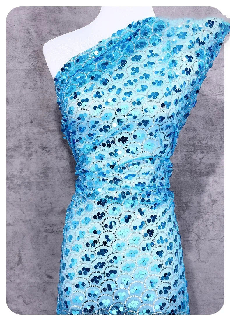 Premium Mermaid Sequin Mesh Fabric - Shiny Fish Scale Netting Material