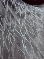 Tela de malla con polvo plateado en aerosol con purpurina y ondas de perla para coser vestidos de novia y vestidos de noche, tela decorativa.