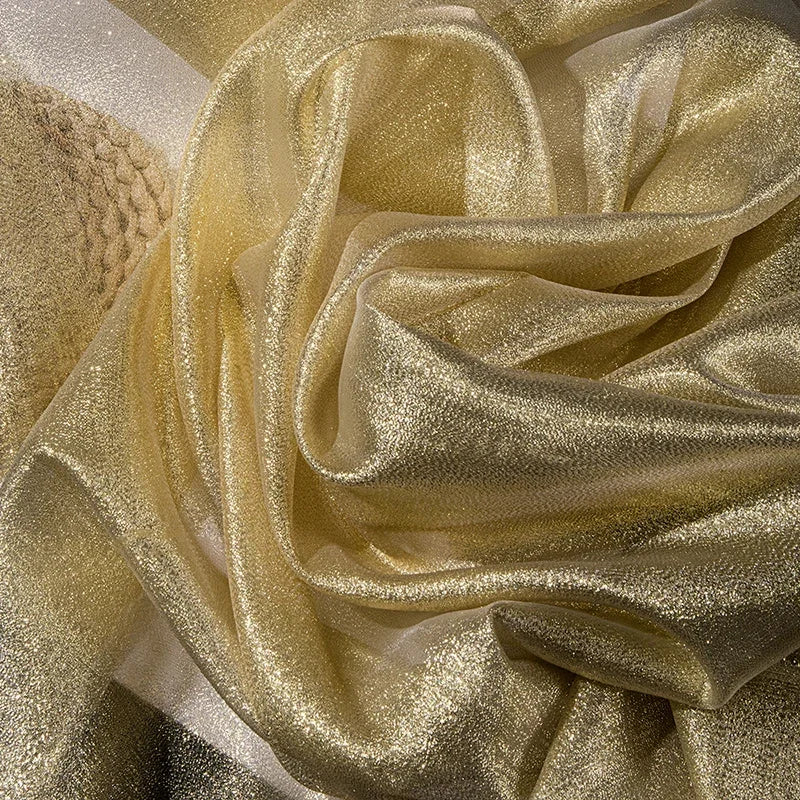 أزرق أسود أحمر وردي لامع شفاف قليلاً من الأورجانزا فستان زفاف فستان سهرة زي مسرحي قماش مزخرف