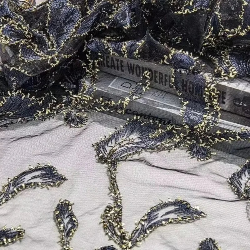 زي هانفو القديم بخيط ذهبي وزهرة البوق مطرزة بدانتيل وحواف شبكية من القماش لتزيين فستان تنكرية لحفلات الزفاف بنفسك