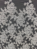 White Embroidered Leaf Lace - Elegant for Wedding Dresses & Accessories
