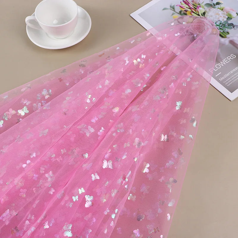 قماش شبكي ملون على شكل فراشة مناسب لتزيين حفلات الزفاف وفساتين الشيفون والتنانير والإكسسوارات وما إلى ذلك