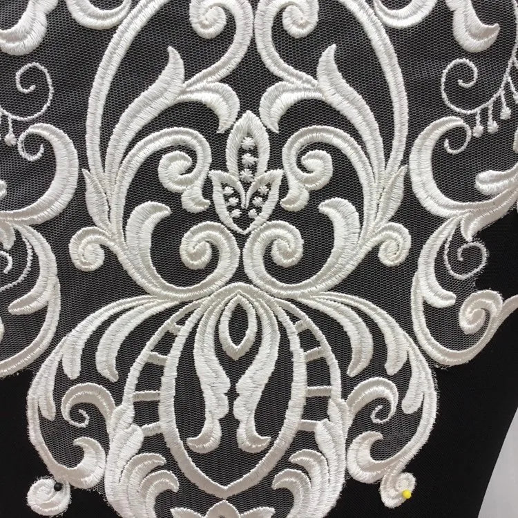 Parche de flores de encaje bordado con patrón blanco, negro y rojo, accesorios de cosplay para velo de boda de alta gama DIY