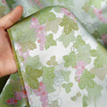 Light Green Glossy Grape Pattern Woven Brocade Jacquard Fabric - Designer Silk Material 150cm