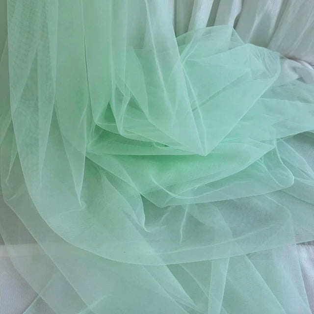 Tela de malla de gasa ligera con efecto niebla, hilo de tul azul suave, velo de fondo DIY, vestido de novia, tul de hadas, material de decoración nupcial