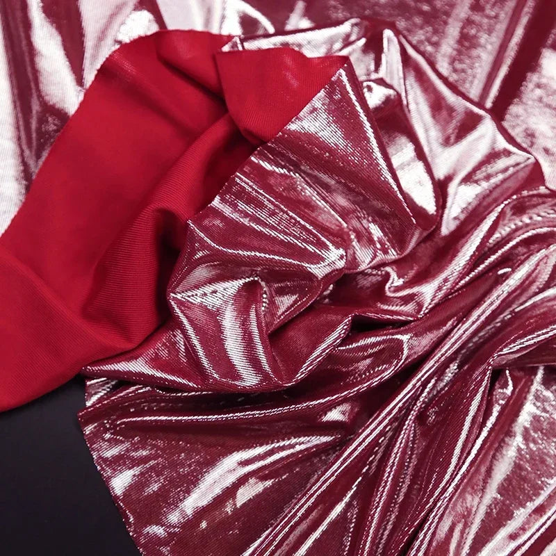 قماش لامع ناعم من الإسباندكس، مطبوع عليه ساخن، مرن، خياطة، زي رقص، زي أداء، ديكور زفاف