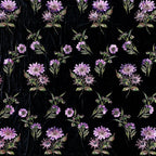 Tela de terciopelo floral con lentejuelas y cuentas de lujo - Bordado negro - Material de diseño - 130 cm