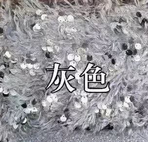 Tela de lentejuelas con base de plumas, tela con flecos de cuentas, tela de bordado de cuentas de felpa tridimensional