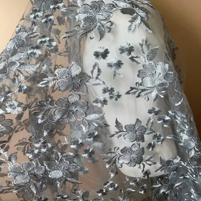 High-quality shiny silk embroidered lace trim fabric for ethnic dress wedding gown dress and DIY handcrafted sewing projects