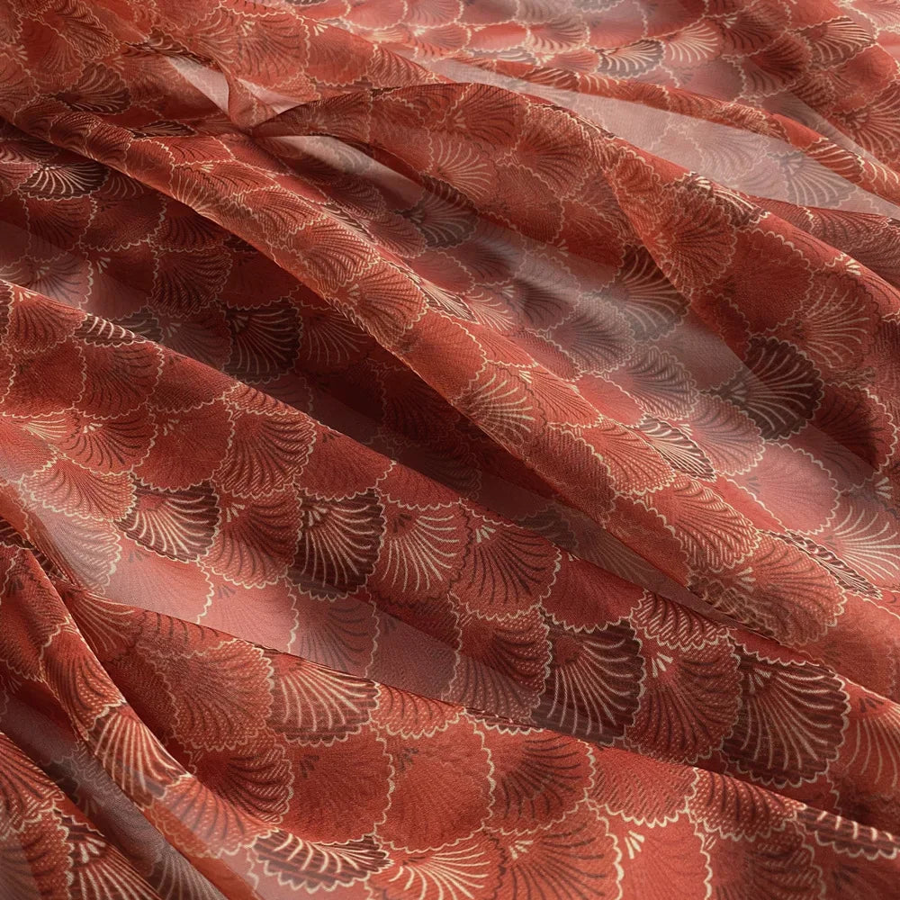 قماش شيفون طبيعي مشفر ثلاثي الأبعاد بنقشة قشور السمك التبتية، قماش عرقي تقليدي، مصمم يدويًا