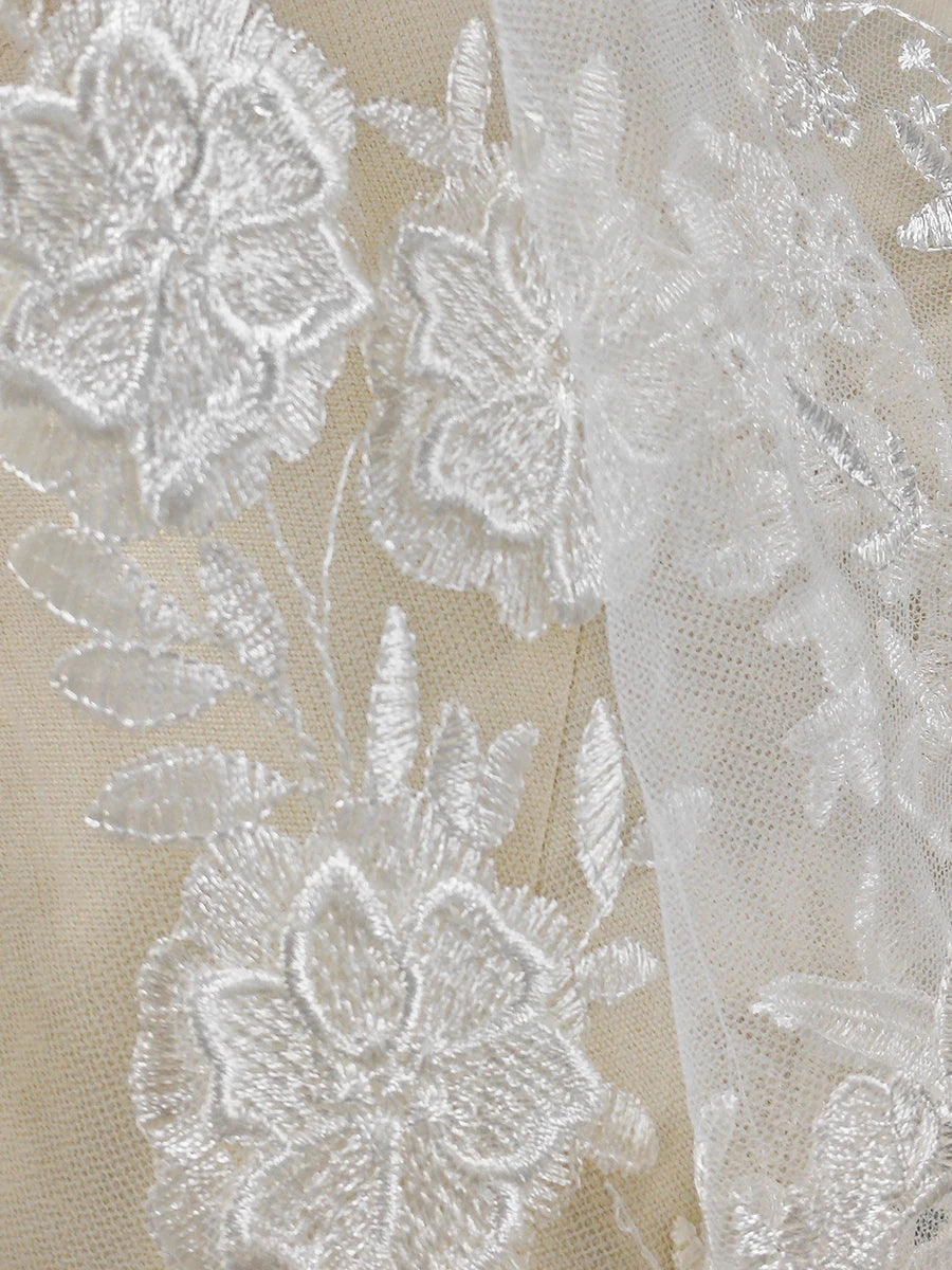 Vestido de novia, vestido de noche, pañuelo para la cabeza, tela de malla, bordado de flores, encaje, hecho a mano, tela de diseñador DIY