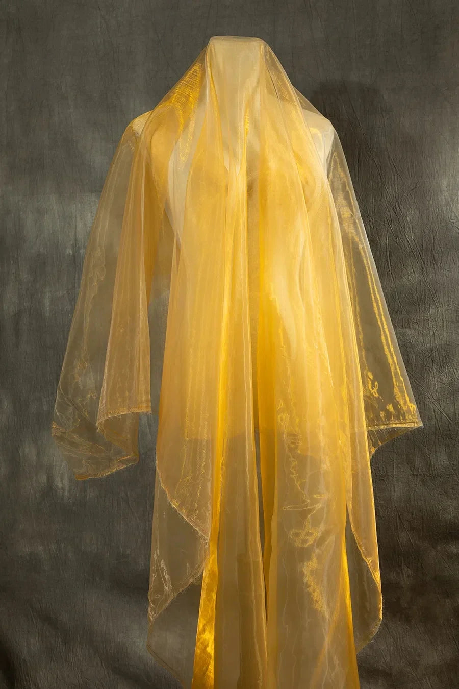 Iridescent Gradient Organza Mesh Fabric - Fairy Gold Sheer Material 150cm